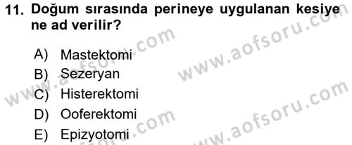Tıp Terimleri Dersi 2016 - 2017 Yılı (Vize) Ara Sınav Soruları 11. Soru