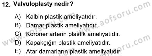 Tıp Terimleri Dersi 2016 - 2017 Yılı (Vize) Ara Sınav Soruları 12. Soru