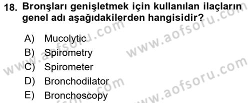 Tıp Terimleri Dersi 2016 - 2017 Yılı (Vize) Ara Sınav Soruları 18. Soru