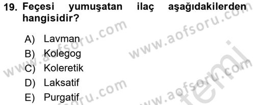 Tıp Terimleri Dersi 2016 - 2017 Yılı (Vize) Ara Sınav Soruları 19. Soru
