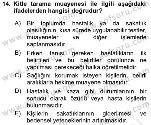 Tıp Terimleri Dersi 2016 - 2017 Yılı (Final) Dönem Sonu Sınav Soruları 14. Soru