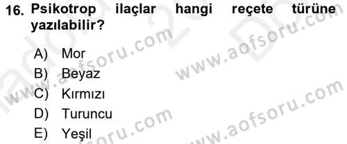 Tıp Terimleri Dersi 2016 - 2017 Yılı (Final) Dönem Sonu Sınav Soruları 16. Soru