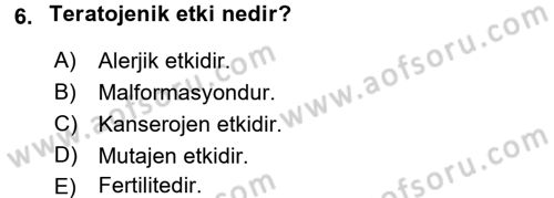 Tıp Terimleri Dersi 2016 - 2017 Yılı (Final) Dönem Sonu Sınav Soruları 6. Soru