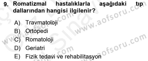 Tıp Terimleri Dersi 2016 - 2017 Yılı (Final) Dönem Sonu Sınav Soruları 9. Soru