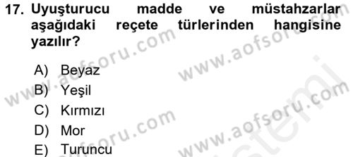 Tıp Terimleri Dersi 2017 - 2018 Yılı 3 Ders Sınavı 17. Soru