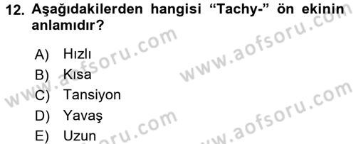 Tıp Terimleri Dersi 2017 - 2018 Yılı (Vize) Ara Sınav Soruları 12. Soru