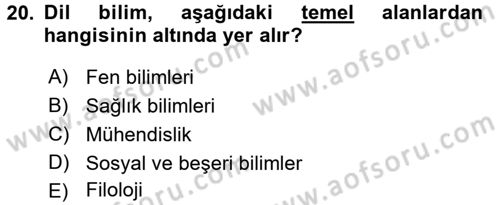 Tıp Terimleri Dersi Ara Sınavı Deneme Sınav Soruları 20. Soru