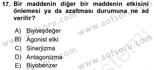 Tıp Terimleri Dersi 2017 - 2018 Yılı (Final) Dönem Sonu Sınav Soruları 17. Soru