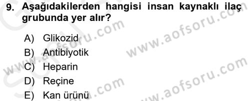 Tıp Terimleri Dersi 2017 - 2018 Yılı (Final) Dönem Sonu Sınav Soruları 9. Soru