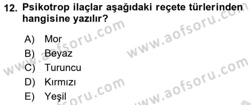 Tıp Terimleri Dersi 2018 - 2019 Yılı 3 Ders Sınavı 12. Soru