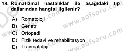 Tıp Terimleri Dersi 2018 - 2019 Yılı 3 Ders Sınavı 18. Soru