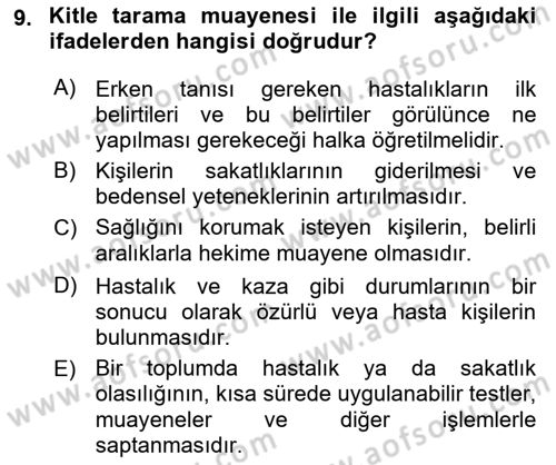 Tıp Terimleri Dersi 2018 - 2019 Yılı 3 Ders Sınavı 9. Soru