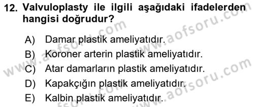 Tıp Terimleri Dersi Ara Sınavı Deneme Sınav Soruları 12. Soru