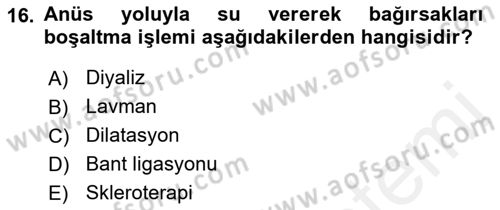 Tıp Terimleri Dersi 2018 - 2019 Yılı (Vize) Ara Sınav Soruları 16. Soru