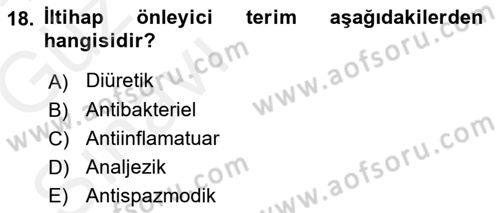 Tıp Terimleri Dersi 2018 - 2019 Yılı (Vize) Ara Sınav Soruları 18. Soru