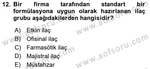 Tıp Terimleri Dersi 2018 - 2019 Yılı (Final) Dönem Sonu Sınav Soruları 12. Soru