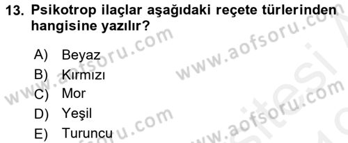 Tıp Terimleri Dersi 2018 - 2019 Yılı (Final) Dönem Sonu Sınav Soruları 13. Soru