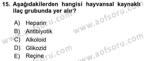 Tıp Terimleri Dersi 2018 - 2019 Yılı (Final) Dönem Sonu Sınav Soruları 15. Soru