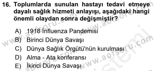 Tıp Terimleri Dersi 2018 - 2019 Yılı (Final) Dönem Sonu Sınavı 16. Soru