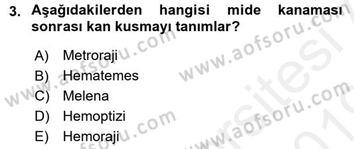 Tıp Terimleri Dersi 2018 - 2019 Yılı (Final) Dönem Sonu Sınav Soruları 3. Soru