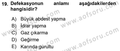 Tıp Terimleri Dersi 2018 - 2019 Yılı Yaz Okulu Sınav Soruları 19. Soru