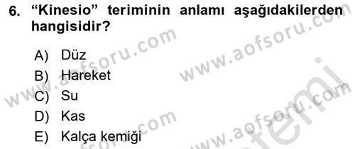 Tıp Terimleri Dersi 2019 - 2020 Yılı (Vize) Ara Sınav Soruları 6. Soru
