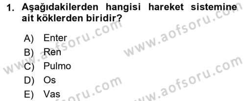 Tıp Terimleri Dersi 2019 - 2020 Yılı (Final) Dönem Sonu Sınav Soruları 1. Soru