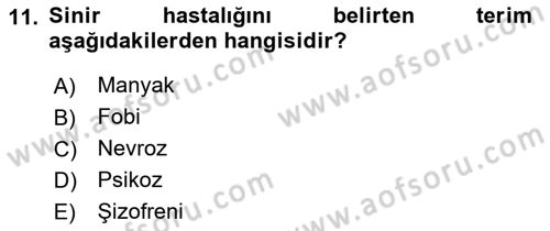 Tıp Terimleri Dersi 2019 - 2020 Yılı (Final) Dönem Sonu Sınav Soruları 11. Soru