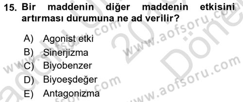 Tıp Terimleri Dersi 2019 - 2020 Yılı (Final) Dönem Sonu Sınav Soruları 15. Soru