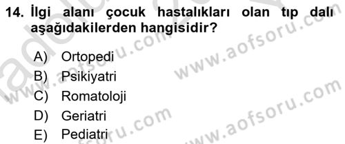 Tıp Terimleri Dersi 2020 - 2021 Yılı Yaz Okulu Sınav Soruları 14. Soru