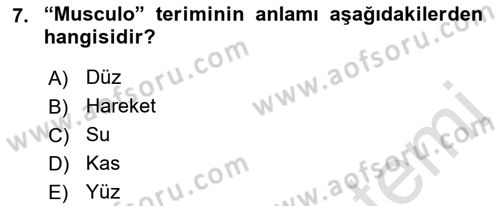 Tıp Terimleri Dersi 2021 - 2022 Yılı (Vize) Ara Sınav Soruları 7. Soru