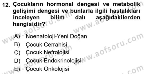 Tıp Terimleri Dersi 2021 - 2022 Yılı (Final) Dönem Sonu Sınav Soruları 12. Soru
