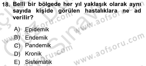 Tıp Terimleri Dersi 2021 - 2022 Yılı (Final) Dönem Sonu Sınav Soruları 18. Soru