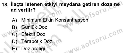 Tıp Terimleri Dersi 2021 - 2022 Yılı Yaz Okulu Sınavı 18. Soru