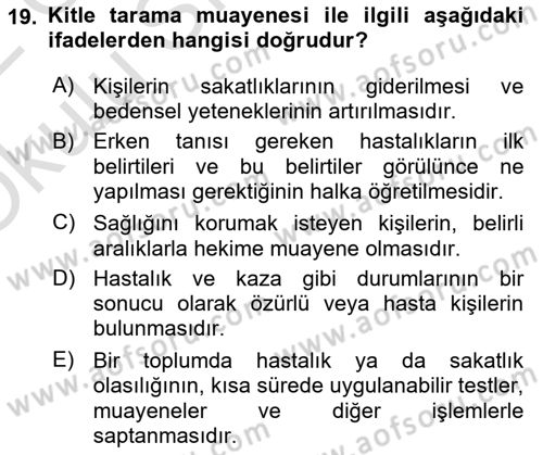 Tıp Terimleri Dersi 2021 - 2022 Yılı Yaz Okulu Sınavı 19. Soru