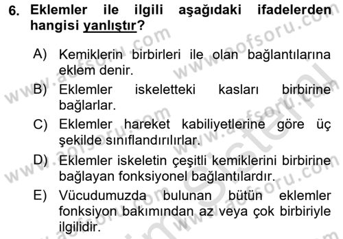 Tıp Terimleri Dersi 2021 - 2022 Yılı Yaz Okulu Sınavı 6. Soru