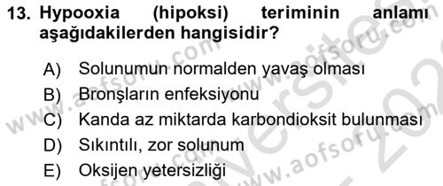 Tıp Terimleri Dersi 2022 - 2023 Yılı (Vize) Ara Sınav Soruları 13. Soru