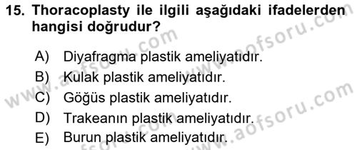 Tıp Terimleri Dersi 2022 - 2023 Yılı (Vize) Ara Sınav Soruları 15. Soru