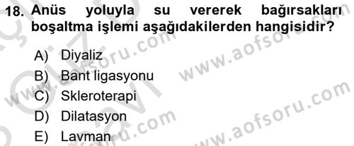Tıp Terimleri Dersi Ara Sınavı Deneme Sınav Soruları 18. Soru