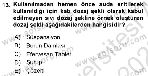 Tıp Terimleri Dersi 2022 - 2023 Yılı (Final) Dönem Sonu Sınav Soruları 13. Soru
