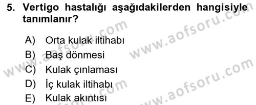 Tıp Terimleri Dersi 2022 - 2023 Yılı (Final) Dönem Sonu Sınav Soruları 5. Soru