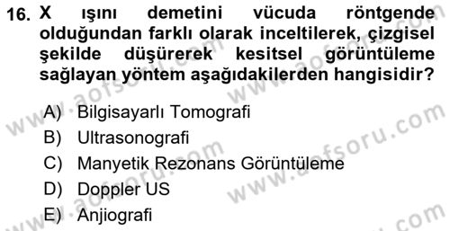 Tıp Terimleri Dersi 2022 - 2023 Yılı Yaz Okulu Sınav Soruları 16. Soru