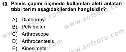 Tıp Terimleri Dersi 2023 - 2024 Yılı (Vize) Ara Sınav Soruları 10. Soru