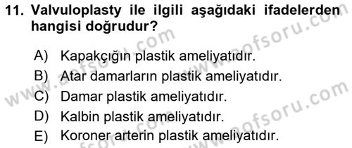Tıp Terimleri Dersi 2023 - 2024 Yılı (Vize) Ara Sınav Soruları 11. Soru