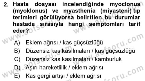 Tıp Terimleri Dersi 2023 - 2024 Yılı (Final) Dönem Sonu Sınav Soruları 2. Soru