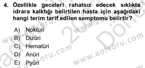 Tıp Terimleri Dersi 2023 - 2024 Yılı (Final) Dönem Sonu Sınav Soruları 4. Soru
