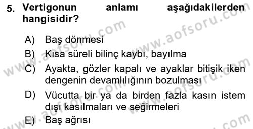 Tıp Terimleri Dersi 2023 - 2024 Yılı (Final) Dönem Sonu Sınav Soruları 5. Soru