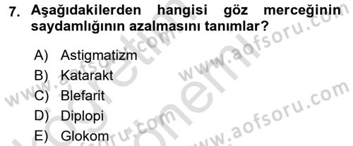 Tıp Terimleri Dersi 2023 - 2024 Yılı (Final) Dönem Sonu Sınav Soruları 7. Soru