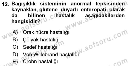 Tıp Terimleri Dersi Ara Sınavı Deneme Sınav Soruları 12. Soru
