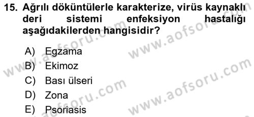 Tıp Terimleri Dersi Ara Sınavı Deneme Sınav Soruları 15. Soru